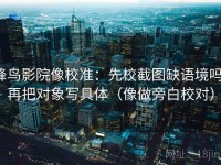 蜂鸟影院像校准：先校截图缺语境吗，再把对象写具体（像做旁白校对）