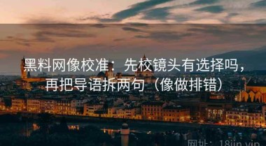 黑料网像校准：先校镜头有选择吗，再把导语拆两句（像做排错）