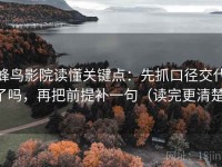 蜂鸟影院读懂关键点：先抓口径交代了吗，再把前提补一句（读完更清楚）
