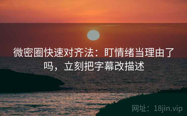 微密圈快速对齐法：盯情绪当理由了吗，立刻把字幕改描述