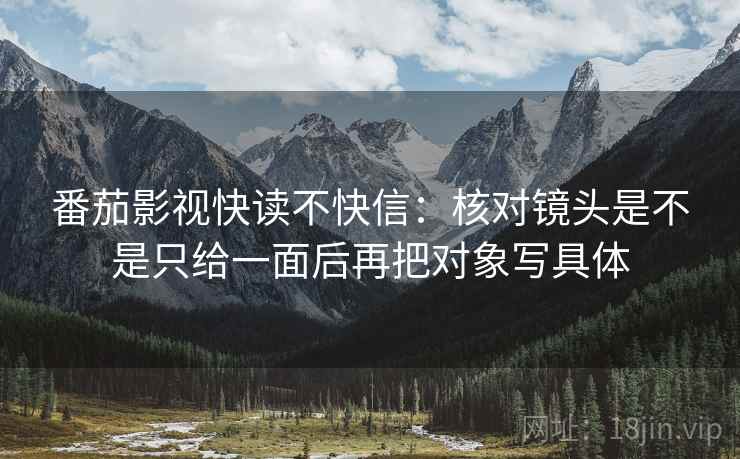 番茄影视快读不快信：核对镜头是不是只给一面后再把对象写具体